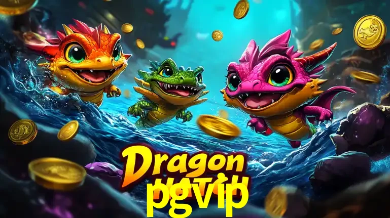 Arte promocional do jogo Dragon Hatch com três adoráveis dragões bebês nadando entre moedas de ouro, um dos slots mais divertidos para jogar no cassino pgvip.