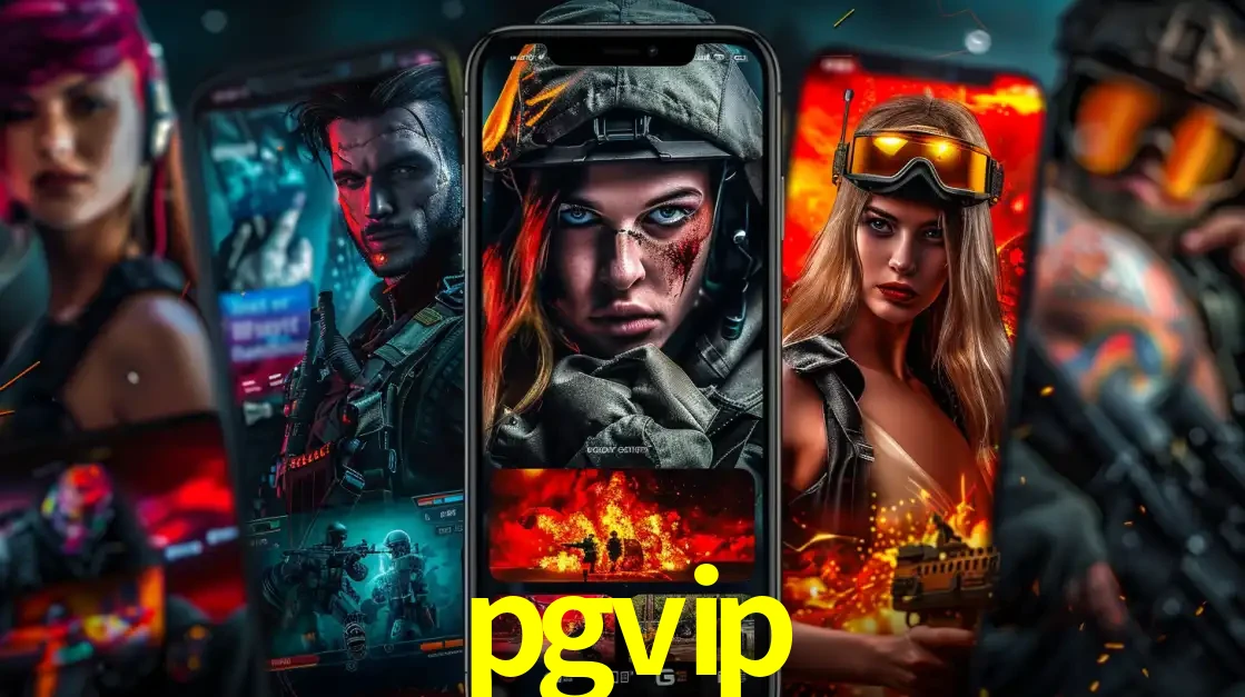 Montagem de telas de celular mostrando diversos personagens, masculinos e femininos, de um jogo de tiro, ilustrando a diversidade de equipes de e-sports para apostar no pgvip.