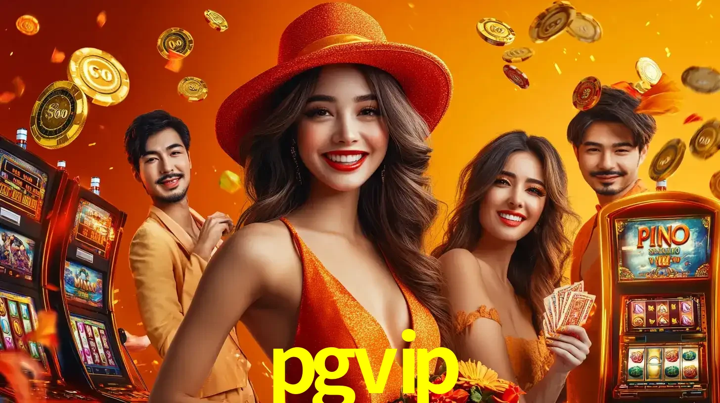 Grupo de amigos asiáticos sorrindo e se divertindo com máquinas de caça-níqueis em um ambiente festivo, celebrando suas vitórias nos jogos de cassino do pgvip.