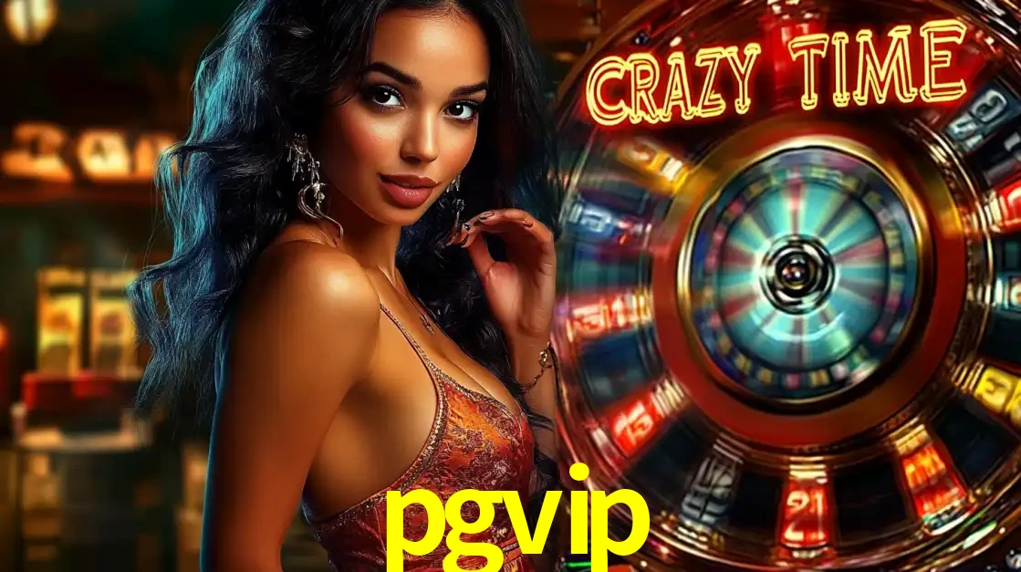 Mulher elegante ao lado da vibrante roda da fortuna do jogo de cassino ao vivo Crazy Time, um dos game shows mais populares e cheios de prêmios do pgvip.